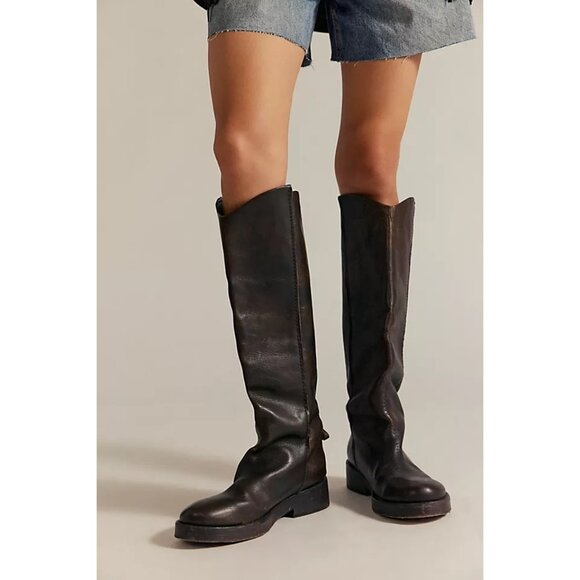 NEW Free People Bryce Equestrian Boots Womens 8.5 Chocolate Brown Grunge Riding - Picture 1 of 11